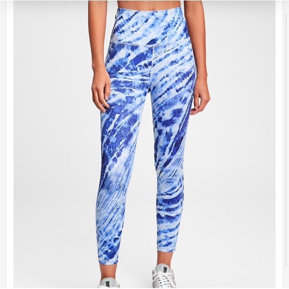 Gap Fit Eclipse Blue White Tie Dye Marble Leggings